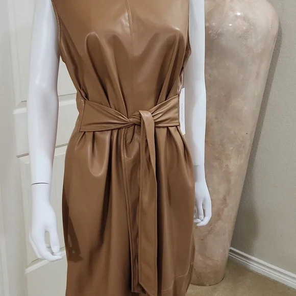 HOST PICK😍 Calvin klein faux leather dress NWT (Necklace NOT included). - Picture 3 of 10